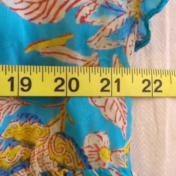 NWT Hemant & Nandita Turquoise Floral Ruffle Maxi Dress Size XS $498 - Picture 10 of 12